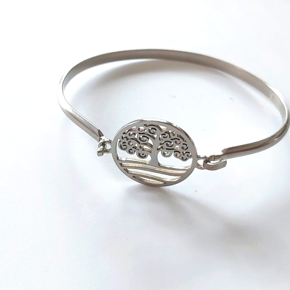 Cuff bracelet stainless steel middle piece TREE OF LIFE (see definition in pics)
